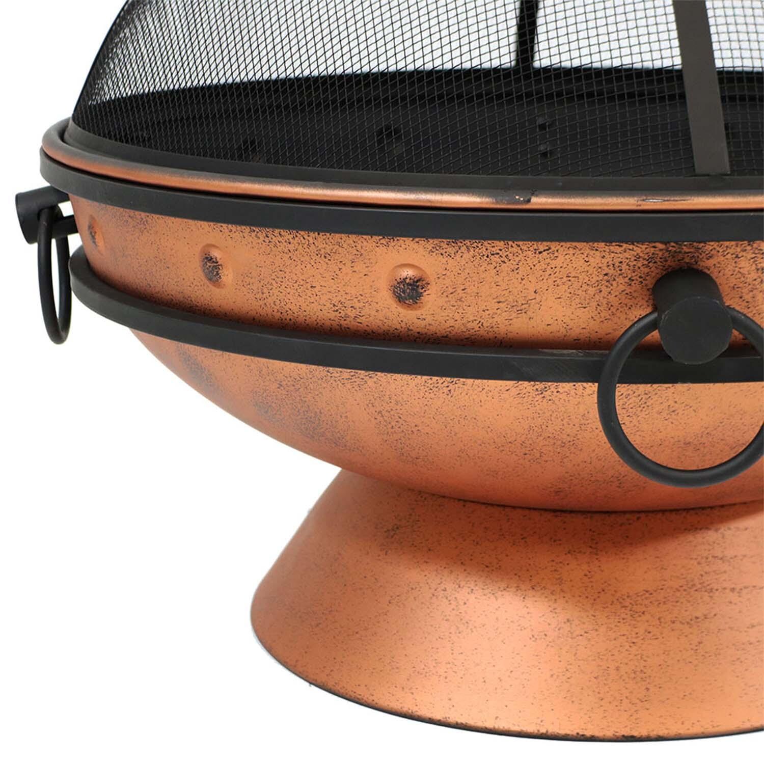 Cauldron 31-in Round Steel Wood-Burning Fire Pit in Copper by Ultimate Patio - Side View - Detail thumbnail