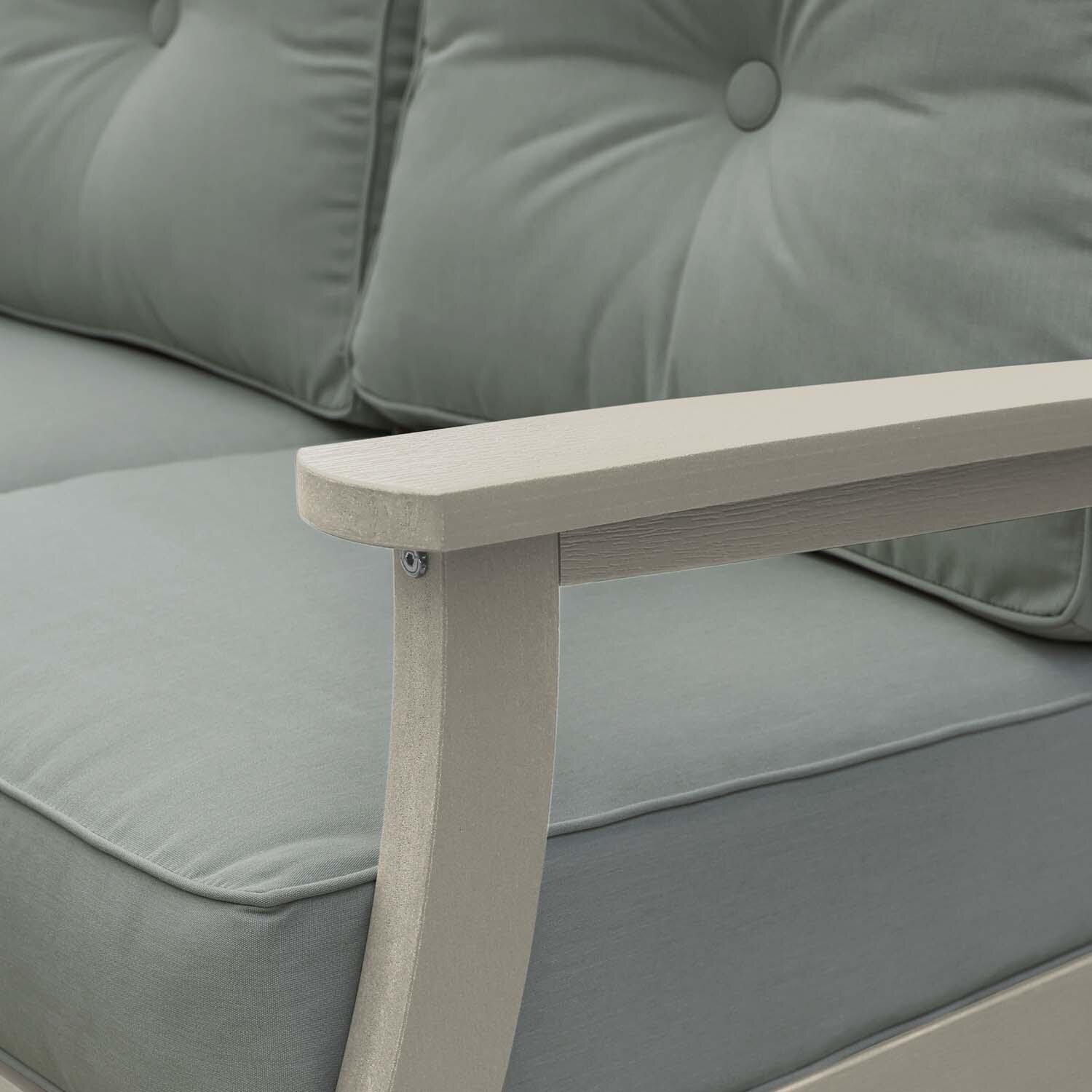 Blushing Bay 2 Person Recycled Plastic Loveseat in Canvas Seasalt/Whitewash by Lakeview Outdoor Designs - Detail thumbnail