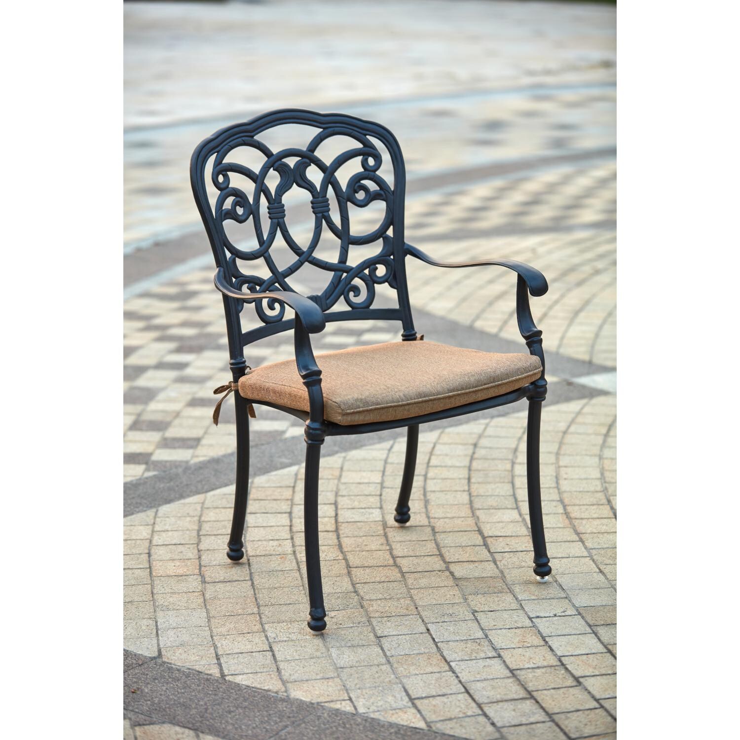 Darlee 201020-9PC-60XLD Florence 9 Piece Cast Aluminum Patio Dining Set W/ 92 X 42 Inch Rectangular Dining Table & Sesame Cushions - Dining Arm Chair thumbnail