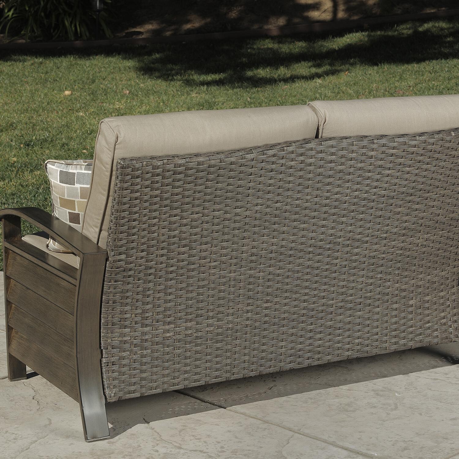 Lakeview Outdoor Designs Dove Cay 6 Piece Wicker & Aluminum Patio Conversation Set - Patio Loveseat Back thumbnail