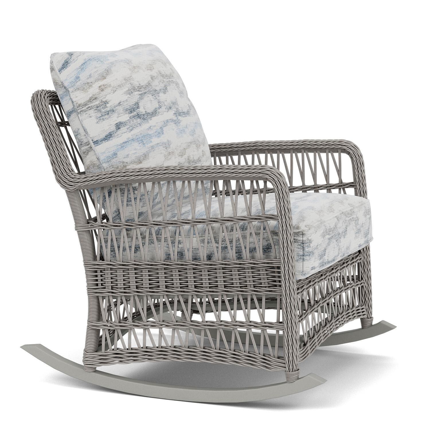 Lloyd Flanders Mackinac Lounge Rocker in Putty Finish with Stratosphere Cloud Fabric - Right Side thumbnail