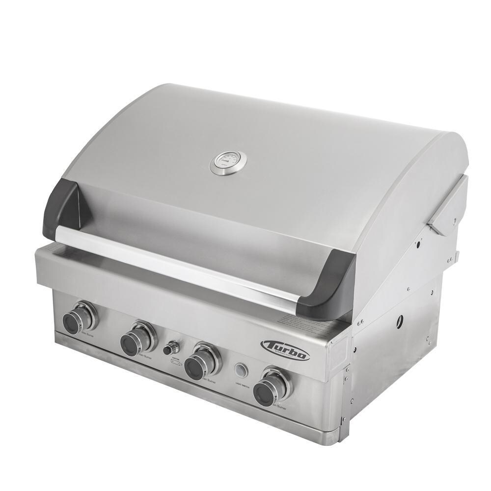 Turbo BTH3221BLP 32-Inch 4-Burner Built-In Gas Grill - Right Side Angled View thumbnail