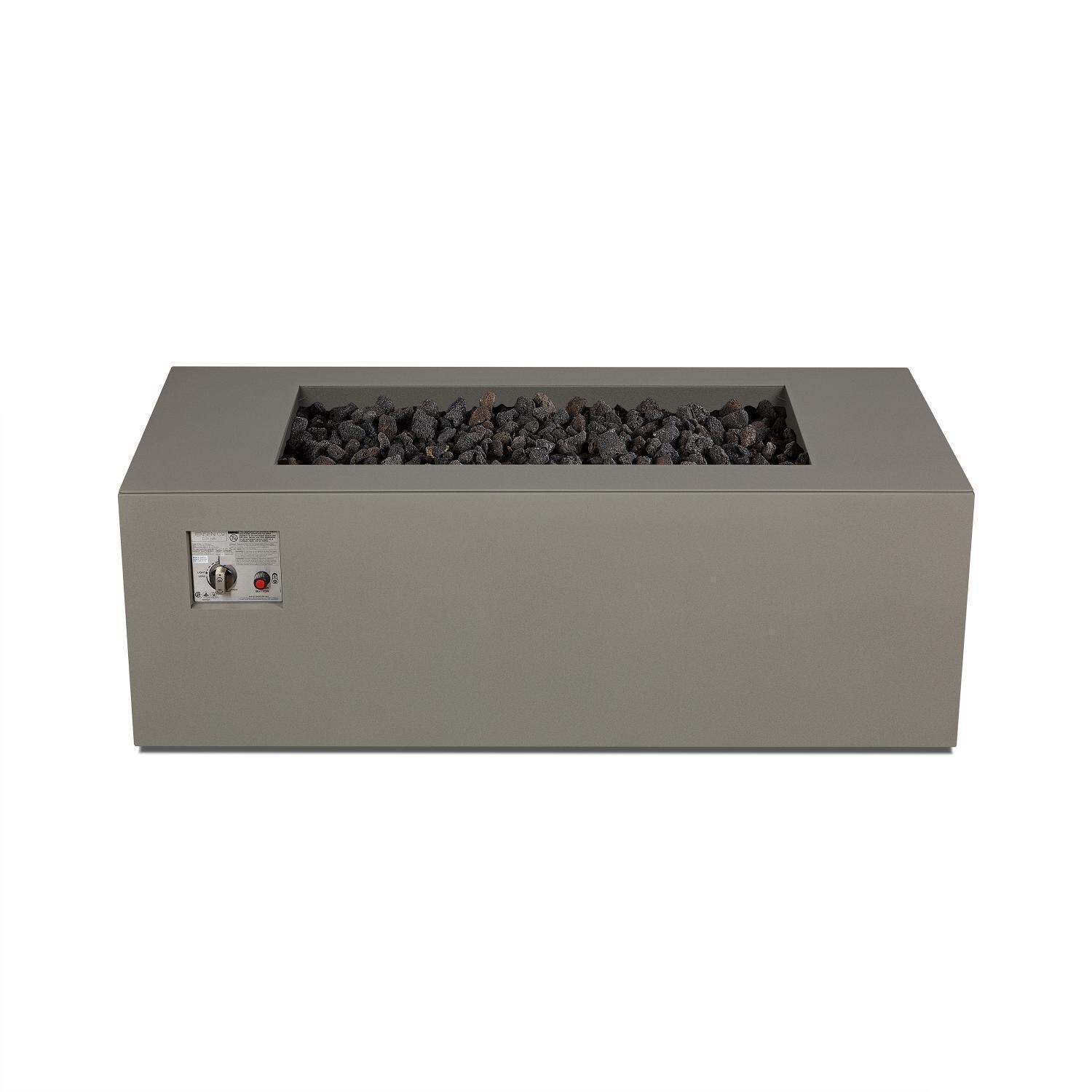Covewood 58 Inch Rectangular Aluminum Natural Gas Fire Pit in Cloud Gray by BBQGuys Signature (Ships Propane w/ Conversion Kit) - Top - Detail thumbnail