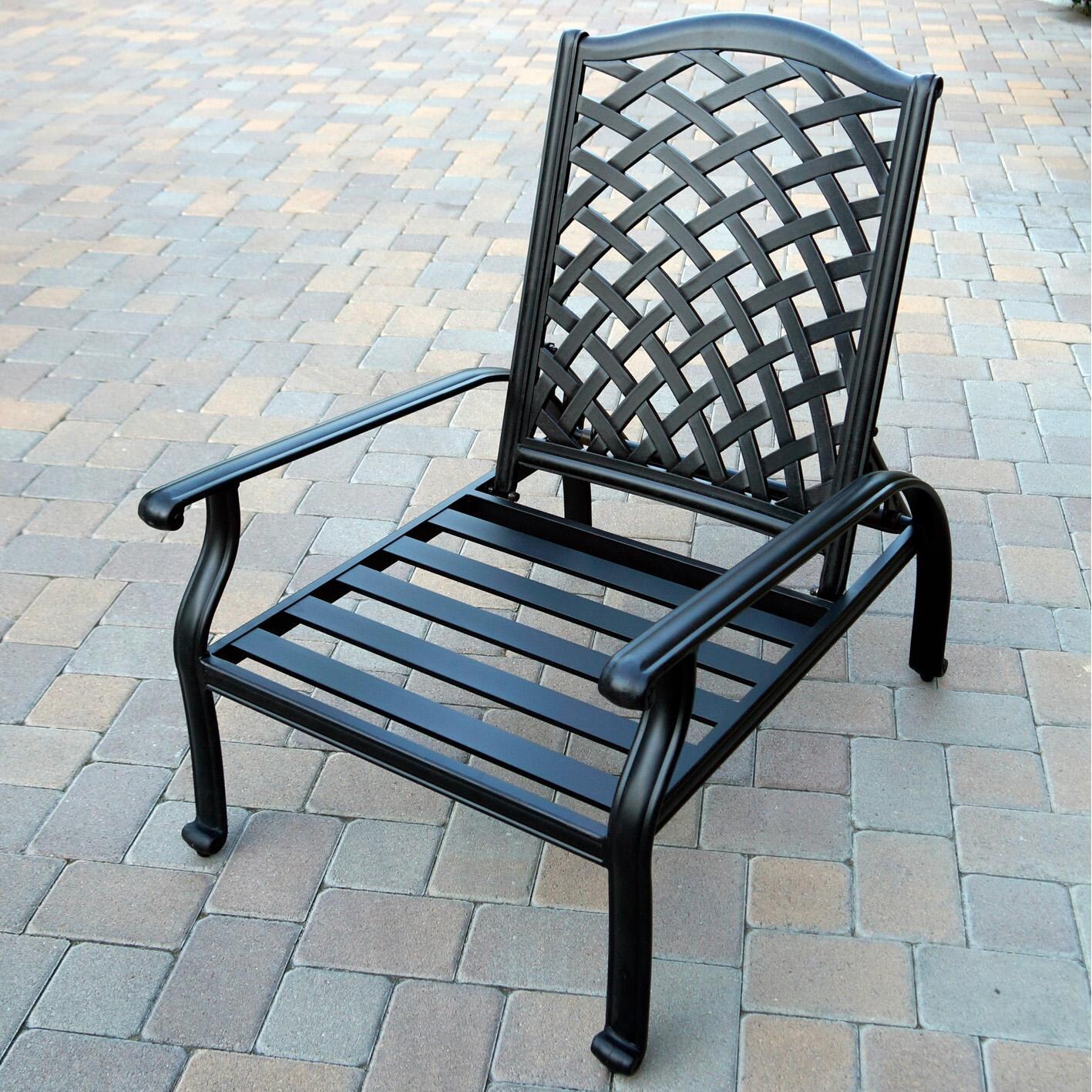 Darlee Nassau 3-Piece Patio Adjustable Club Chair Conversation Set with 21 Inch Square Ice Bucket End Table - Chair Angle - Lifestyle thumbnail