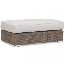 Coronado Wicker Patio Double Ottoman W/ Sunbrella Canvas Flax Cushion By Sunset West