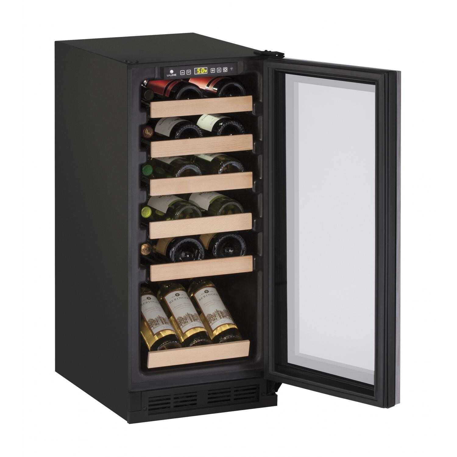 U-Line 1000 Series 15-Inch 24 Bottle Wine Captain - Panel Ready - Open View With Wine thumbnail