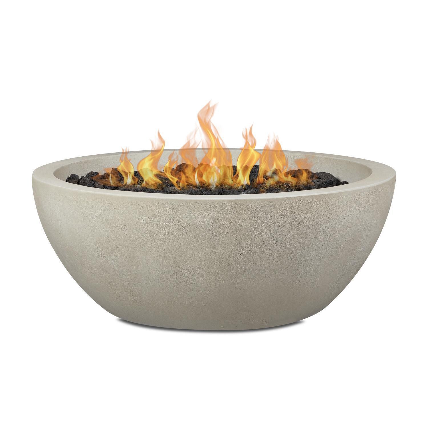 Dustyview 42 Inch Round Glass Fiber Reinforced Concrete Propane Fire Bowl in Fog by BBQGuys Signature - On - White Background thumbnail