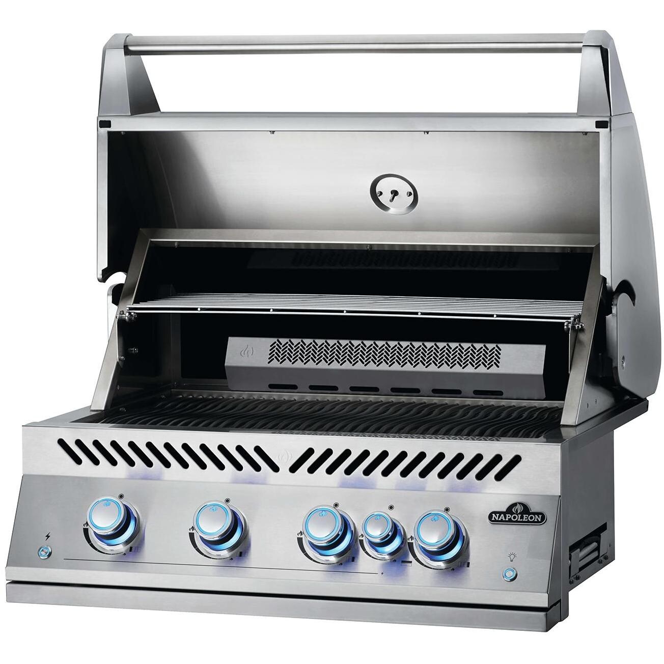 Napoleon BIG32RBNSS Built-In 700 Series 32-Inch Natural Gas Grill with Infrared Rear Burner & Rotisserie Kit - Side View Open thumbnail