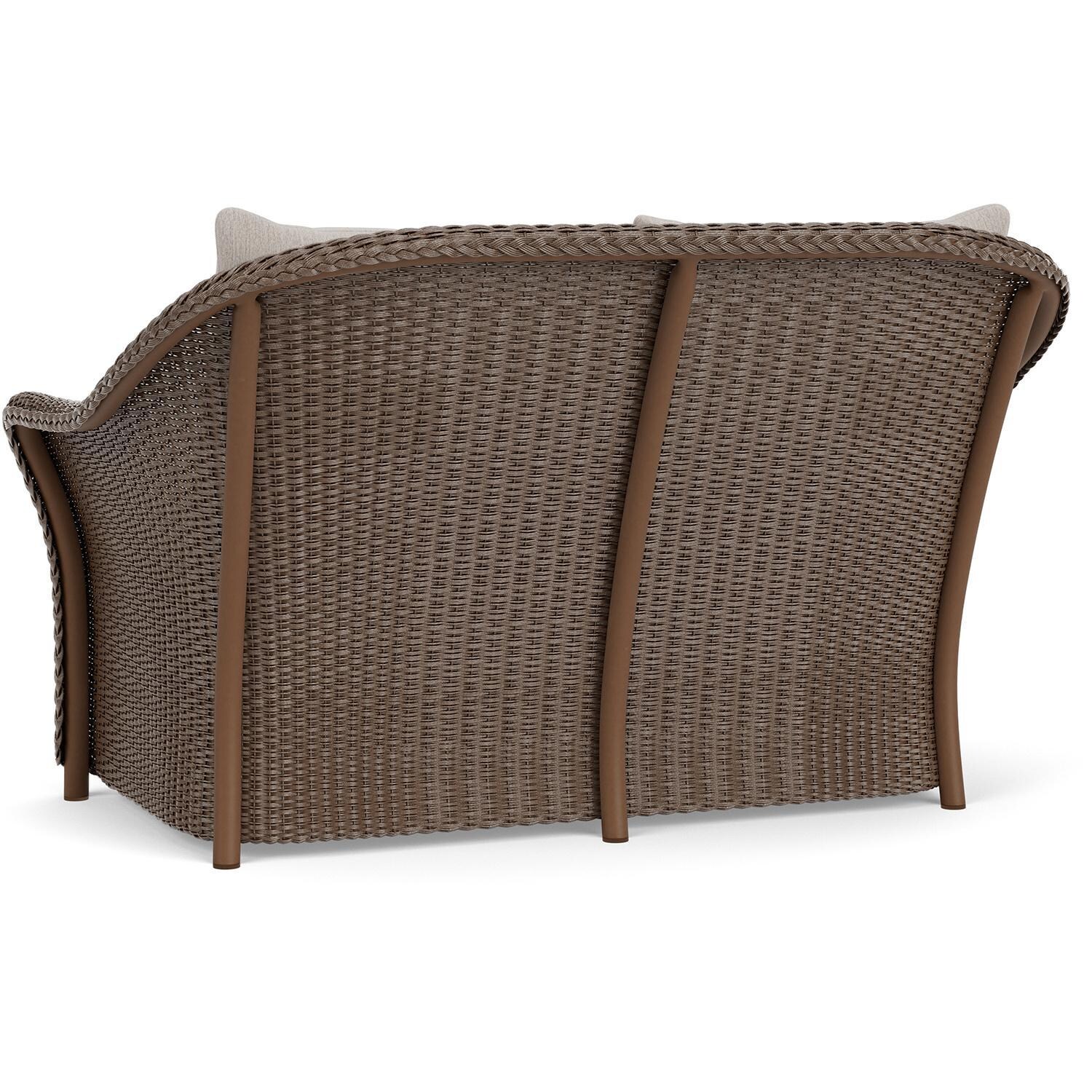 Lloyd Flanders Weekend Retreat Loveseat in Bark Finish W/ Remy Cloud Fabric - Back Left thumbnail