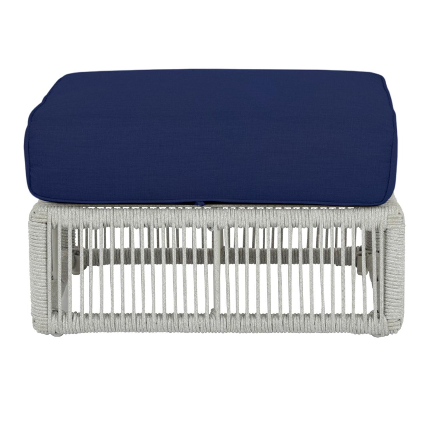 Miami 30 X 23 Rectangular Olfein Rope Patio Ottoman in Echo Midnight w/ Self Welt by Sunset West - Front View - White Background thumbnail