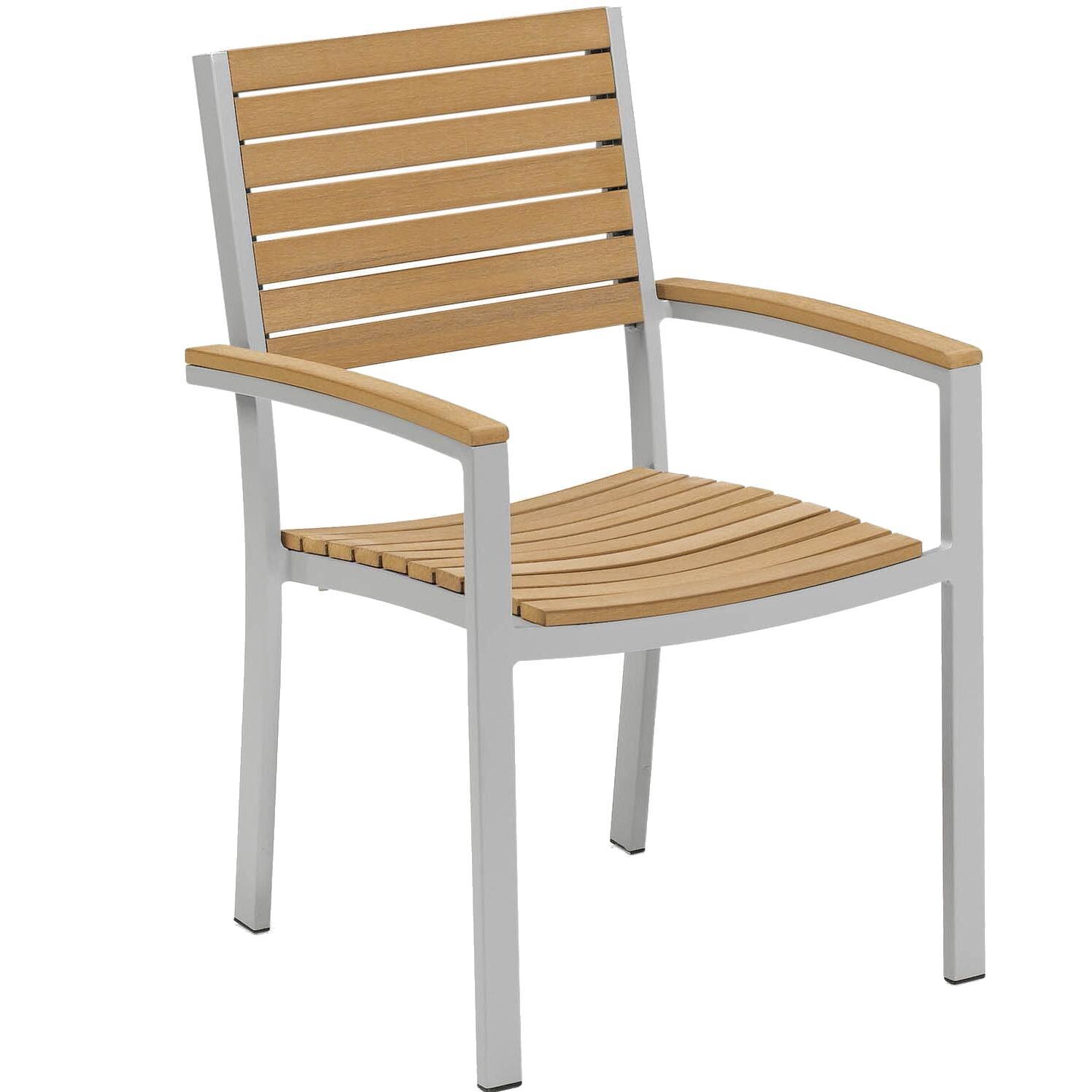 Travira Aluminum Tekwood Natural Patio Dining Arm Chair thumbnail