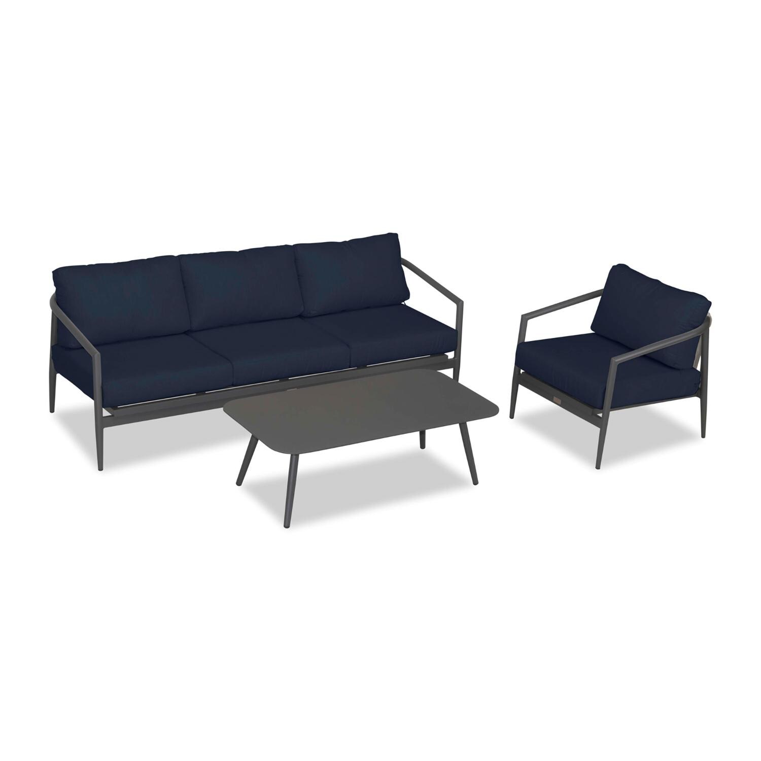 Lakeview Midnight Cove 3 Pc Aluminum Sofa Seating Set in Slate/Pebble Gray/Spectrum Indigo - Top - White Background thumbnail