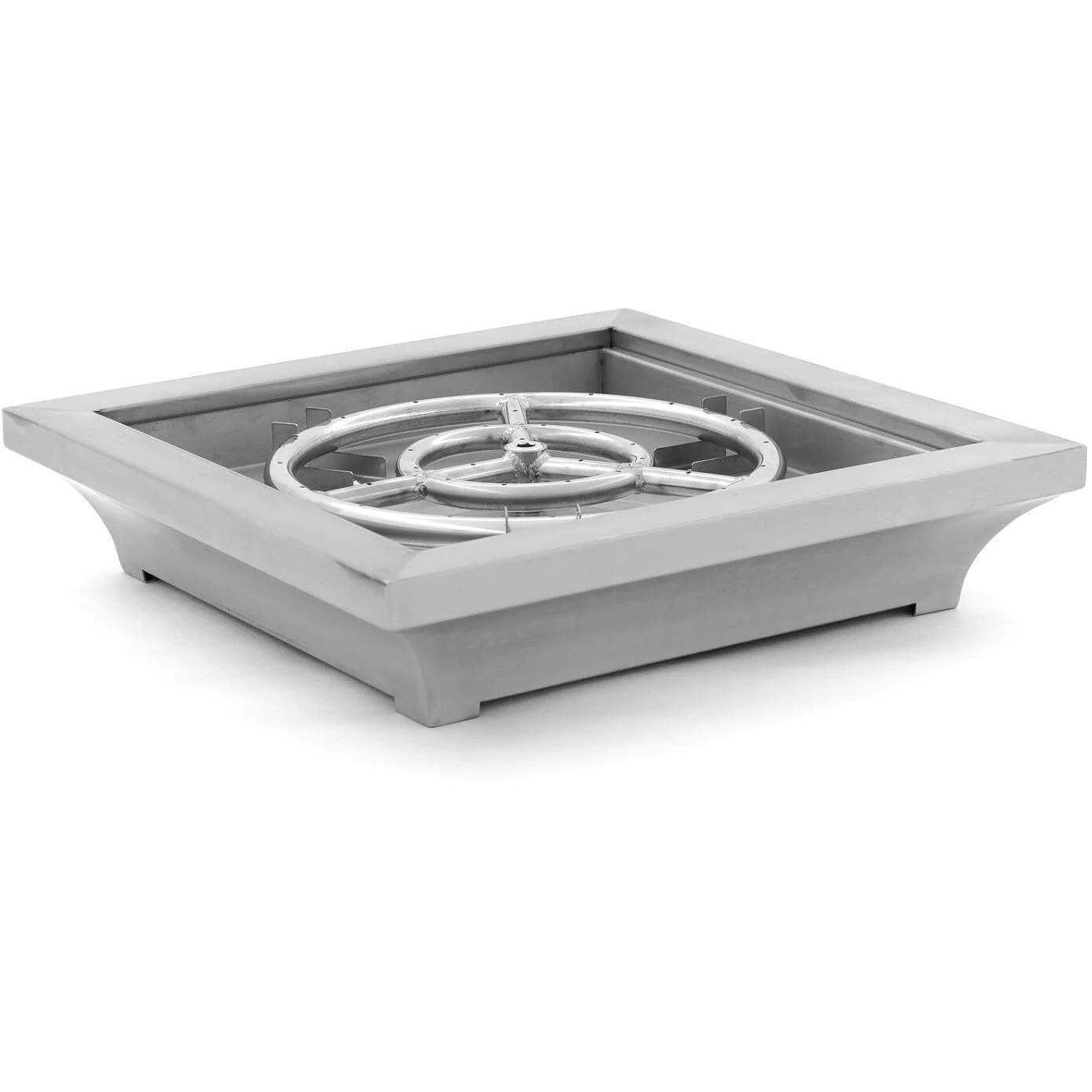 BBQGuys Signature ALP-FBL-LAV-SS-24-L Lavelle 24-Inch Square Low-Rise Natural Gas Column Fire Bowl - Stainless Steel - Top View thumbnail