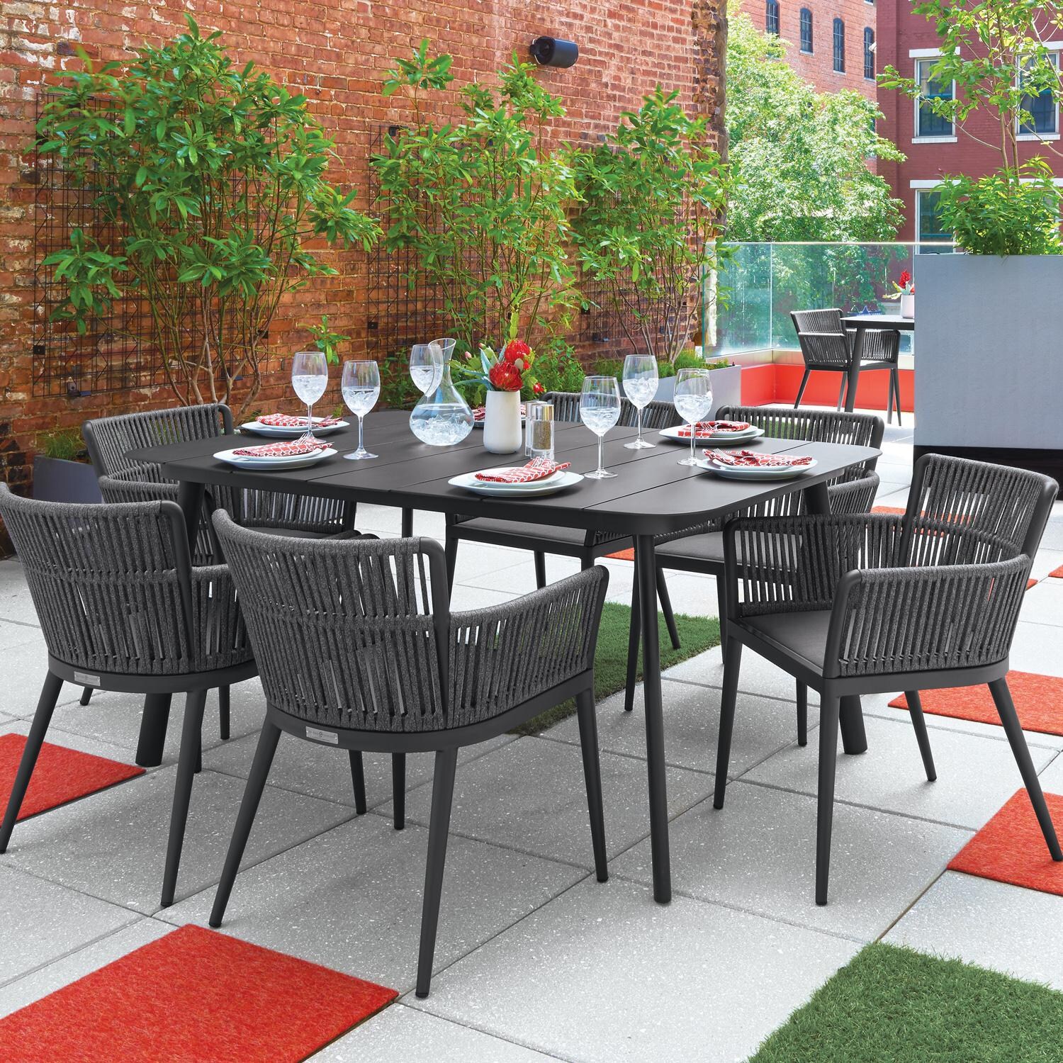 Oxford Garden Eiland 63 Inch Carbon Aluminum Dining Table - Balcony thumbnail