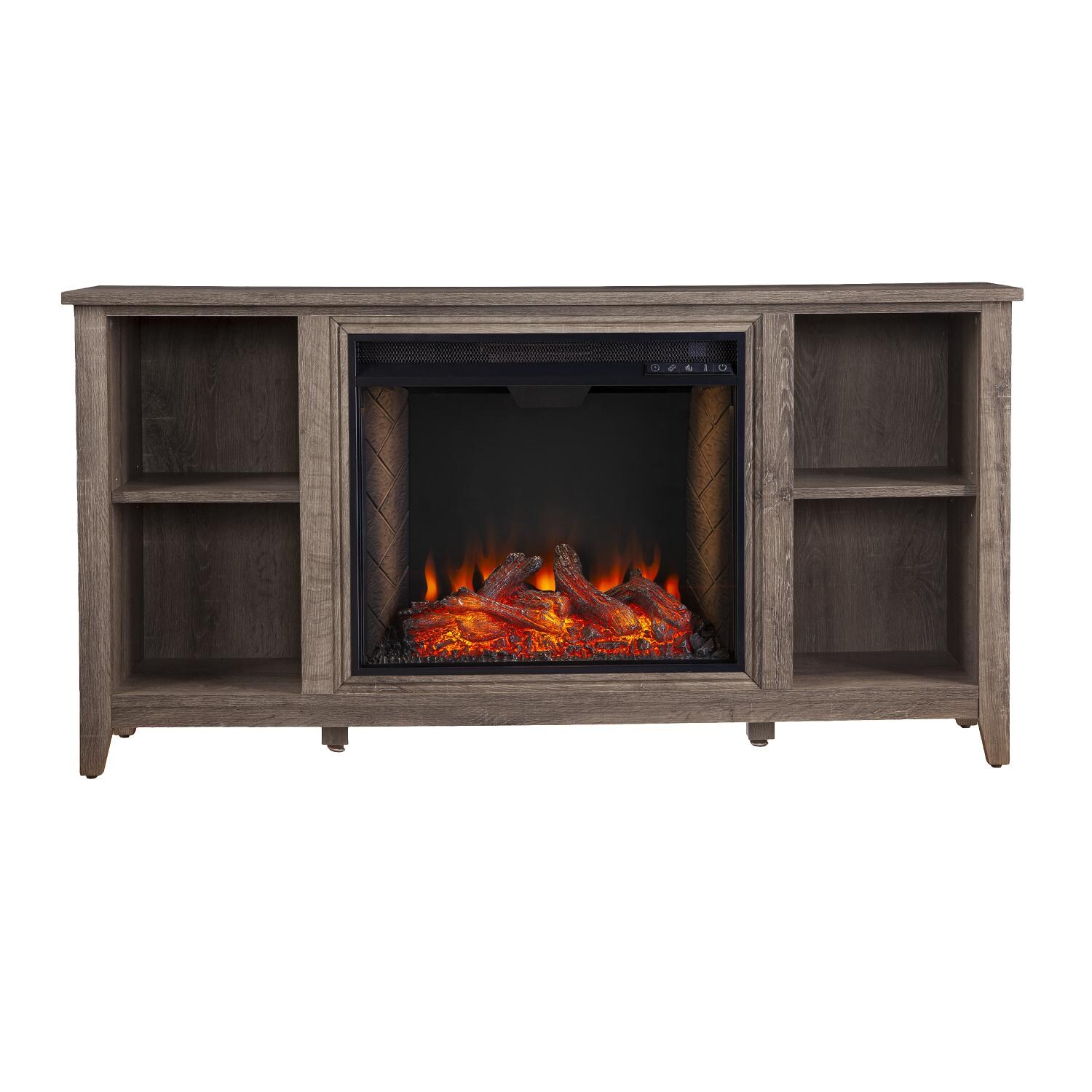 Southern Enterprises FS9691 Parkdale 55-Inch Electric Fireplace Media Console W/ Alexa-Enabled Smart Firebox - Mocha Gray - Front View thumbnail