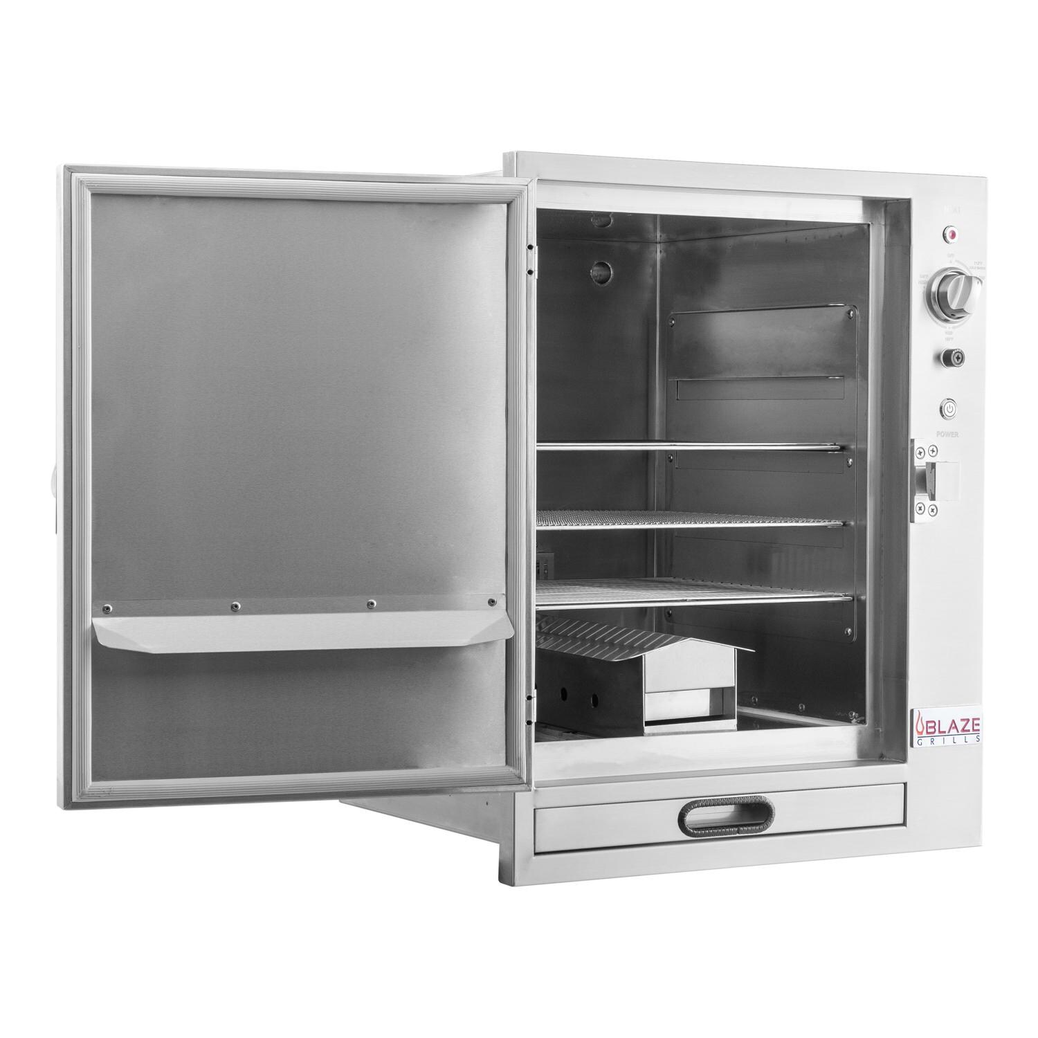Blaze BLZ-26-ELSMK 26-Inch Built-In Electric Smoker - Open Angled View thumbnail