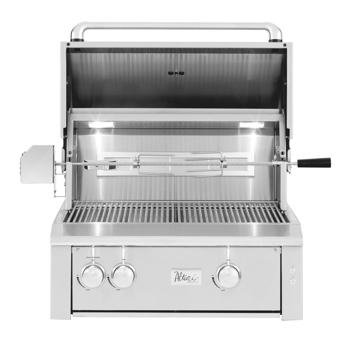 Summerset ALT30R-NG 30-Inch 2-Burner Built-In Natural Gas Grill With Red Brass Burners & Rotisserie - Open Front View thumbnail