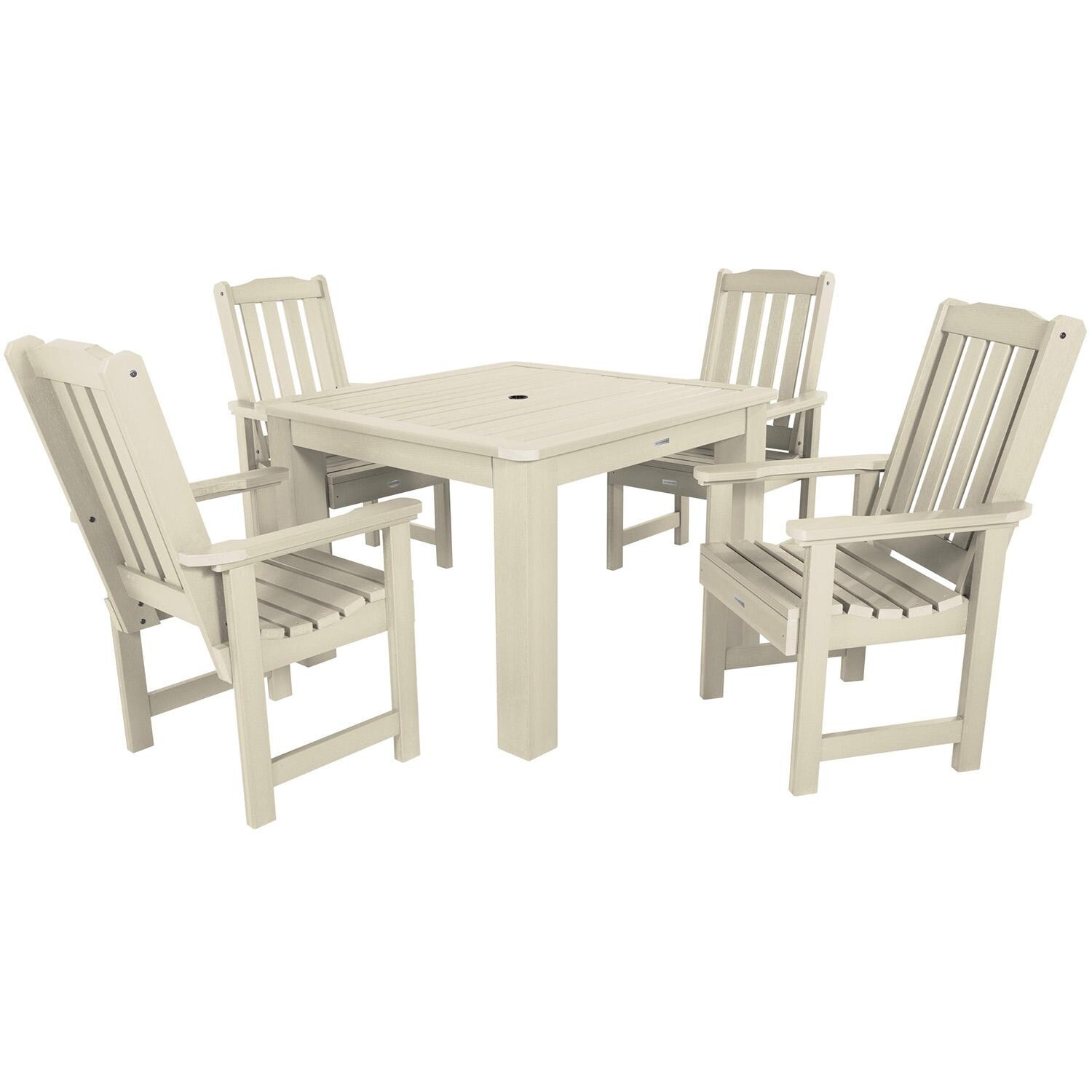 Hart Lane 5 Pc Square Dining Set in Whitewash By Lakeview Outdoor Designs - White Background thumbnail