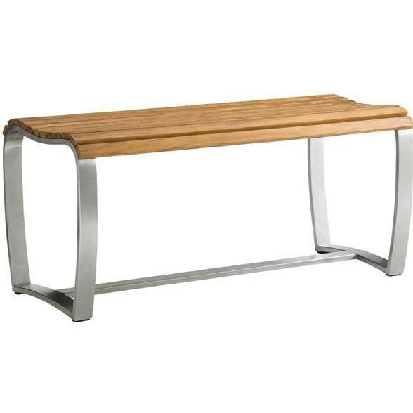 Tres Chic 40 Inch Stainless Steel & Teak Patio Dining Bench By Tommy Bahama
