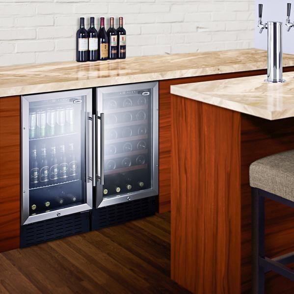 Summit 2.7 Cu. Ft. ADA Compliant Built-In / Freestanding Beverage Refrigerator - SCR1841BADA - Shown Built-In With Matching SWC1840 Wine Refrigerator thumbnail