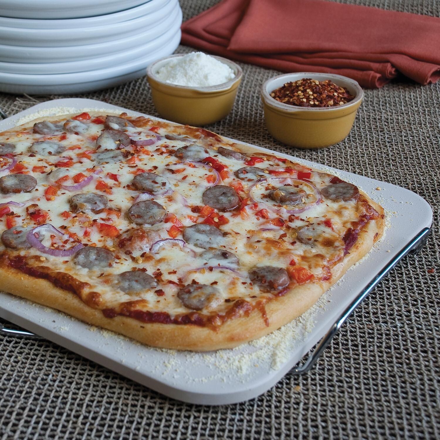 15 X 12-Inch Pizza Stone With Wire Frame