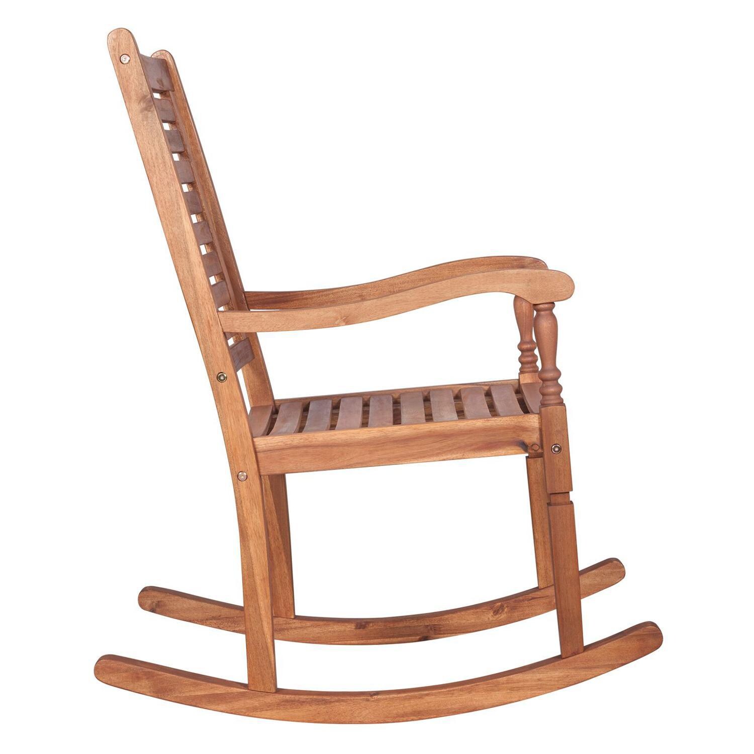 Ultimate Patio Cozy View Acacia Patio Rocking Chair - Brown - Side View thumbnail
