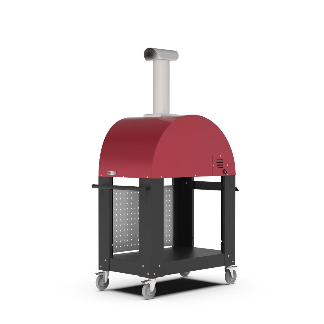 Alfa FXMD-2P-GROA-U + BF-2P-NER Moderno 2 Pizze Propane Pizza Oven W/ Natural Gas Conversion Kit and Oven Base - Antique Red - Back Left thumbnail