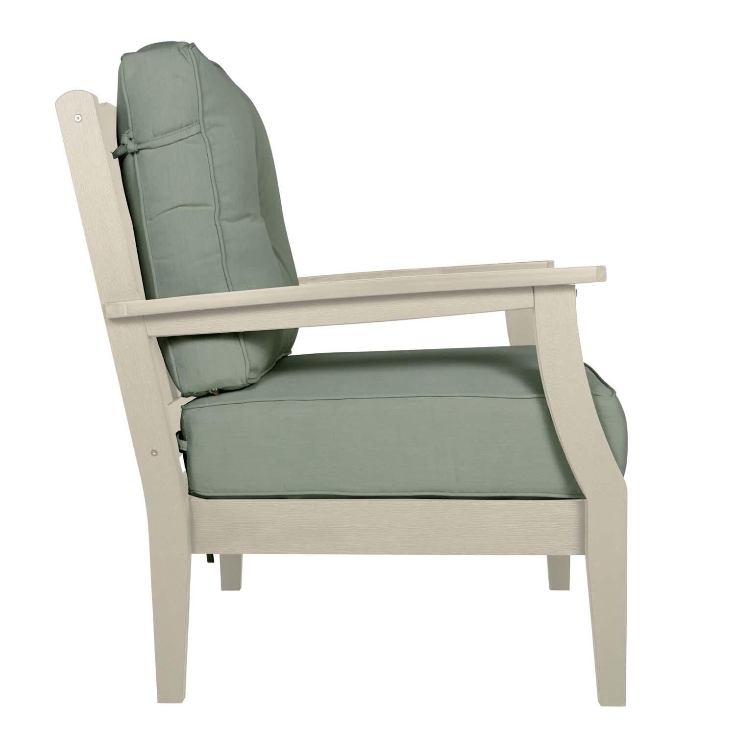 Blushing Bay Recycled Plastic Club Chair in Canvas Seasalt/Whitewash by Lakeview Outdoor Designs - Side View - White Background thumbnail