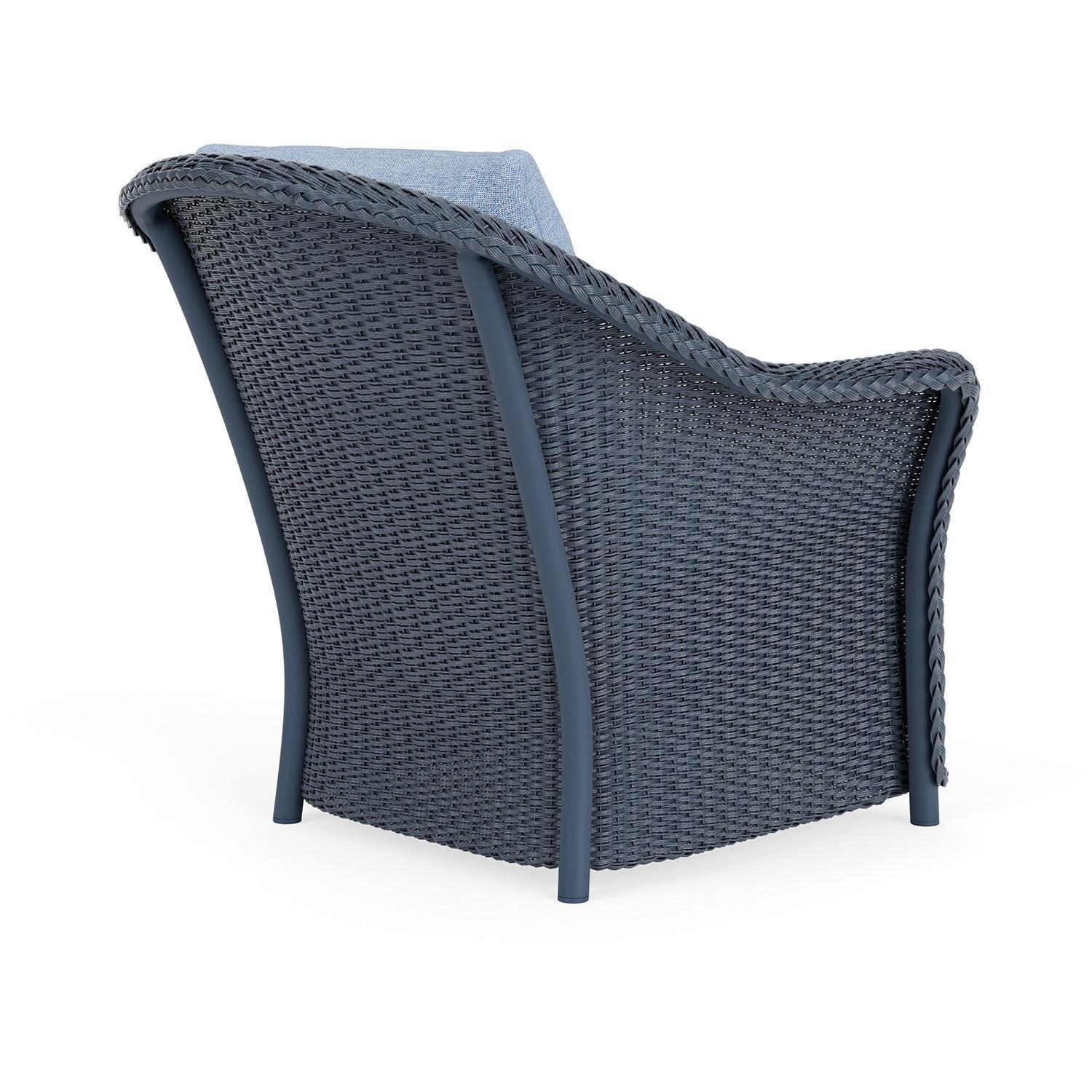 Lloyd Flanders Weekend Retreat Lounge Chair in Denim Blue Finish W/ Demo Skyway Fabric - Back Right thumbnail