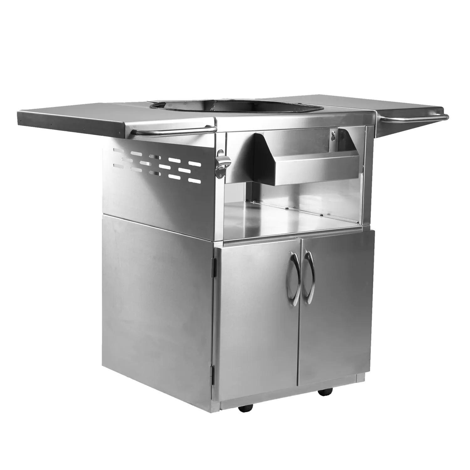 Blaze BLZ-20-KAMADO 20-Inch Cast Aluminum Kamado Grill On Stainless Steel Cart - Angled View thumbnail