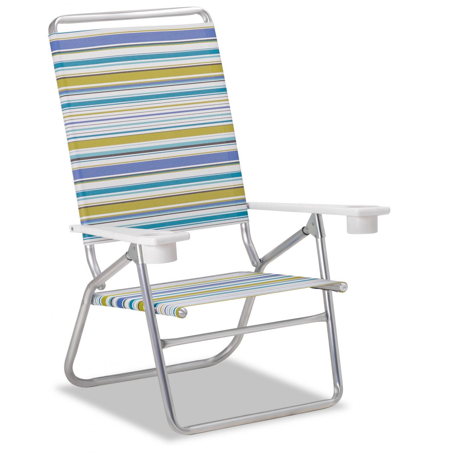 Light N Easy High Boy Folding Aluminum Beach Chair With Cupholders By Telescope Casual - Coastline