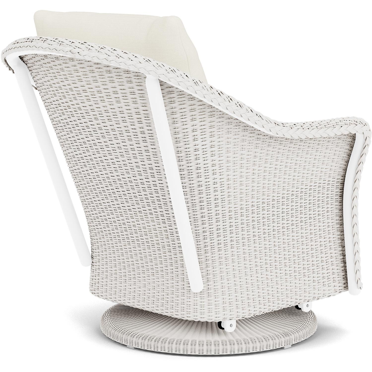 Lloyd Flanders Weekend Retreat Swivel Glider Lounge Chair in White Finish W/ Sailcloth Salt Fabric - Back Right thumbnail