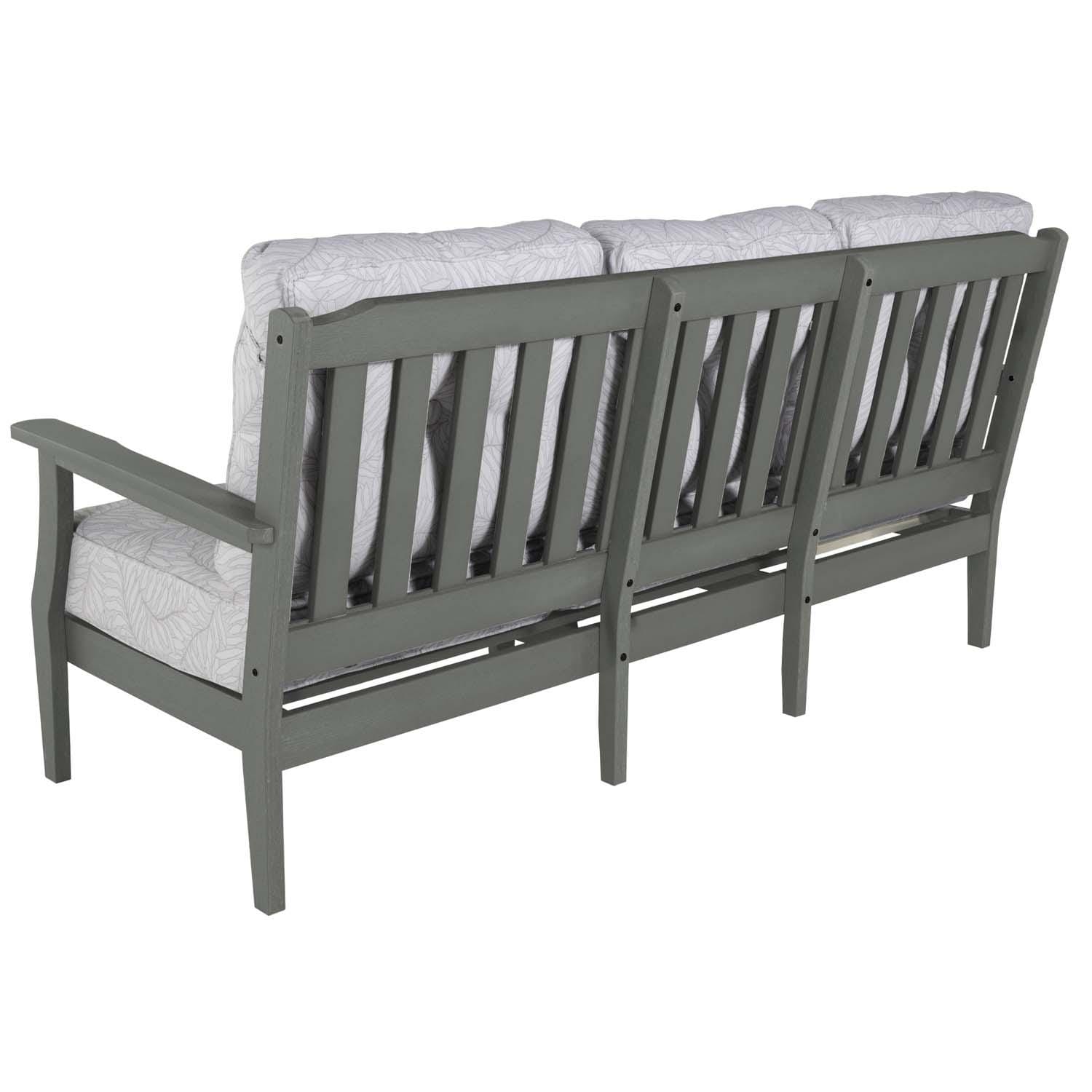 Blushing Bay 2 Pc Recycled Plastic Seating Set in Lively Parchment/Coastal Teak by Lakeview Outdoor Designs - Love Seat Back View - White Background thumbnail