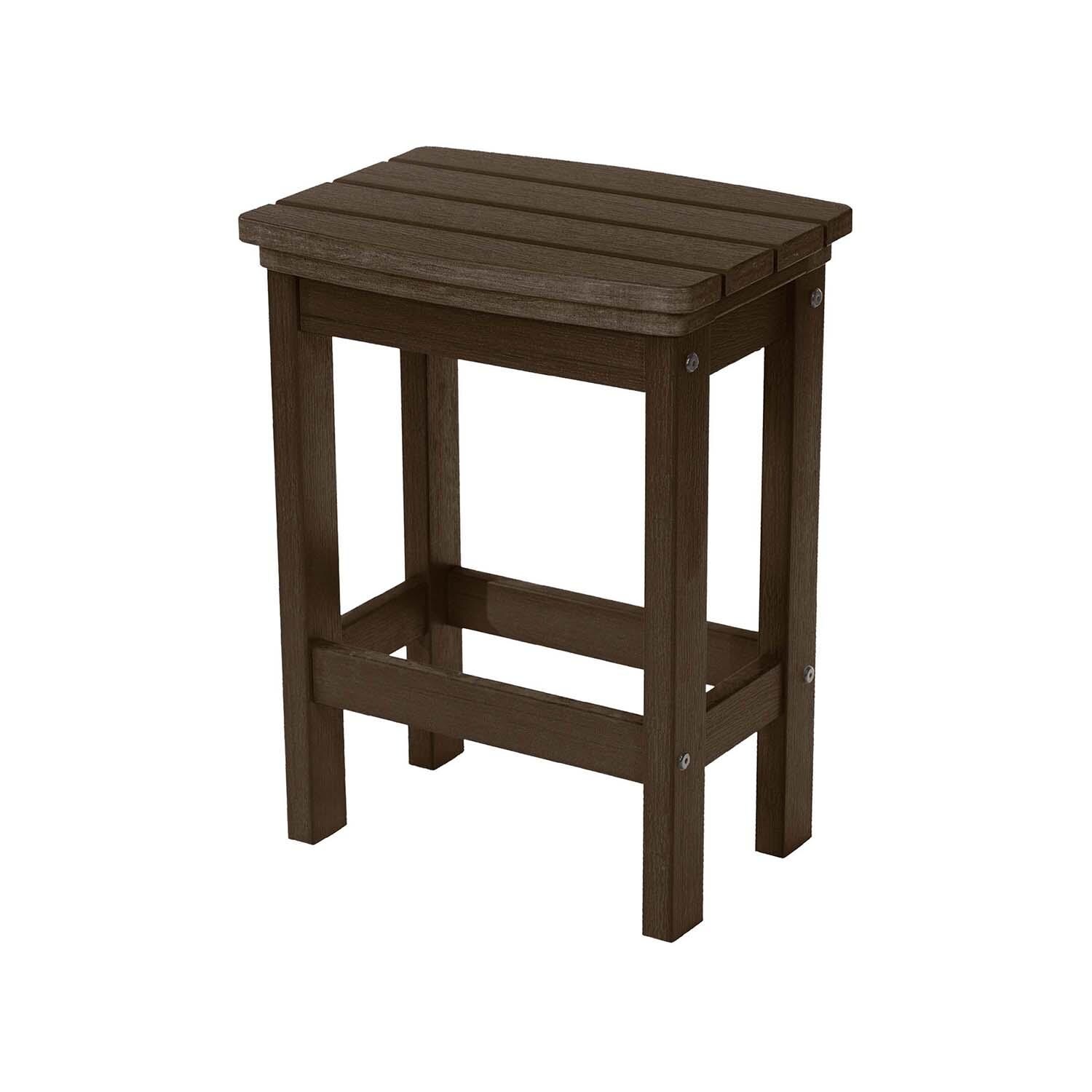 Hart Lane Polyresin Bar Stool Counter Height in Weathered Acorn By Lakeview Outdoor Designs - Angled Left - White Background thumbnail