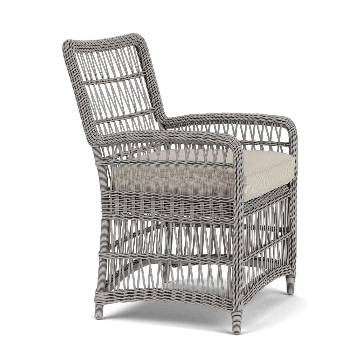 Lloyd Flanders Mackinac Dining Armchair in Putty Finish with Fife Fog Fabric - Right Side thumbnail