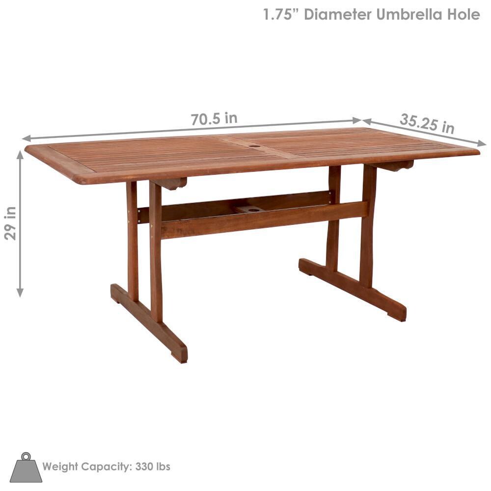 Ultimate Patio 6-Foot Meranti Wood Outdoor Dining Table - Dimensions thumbnail