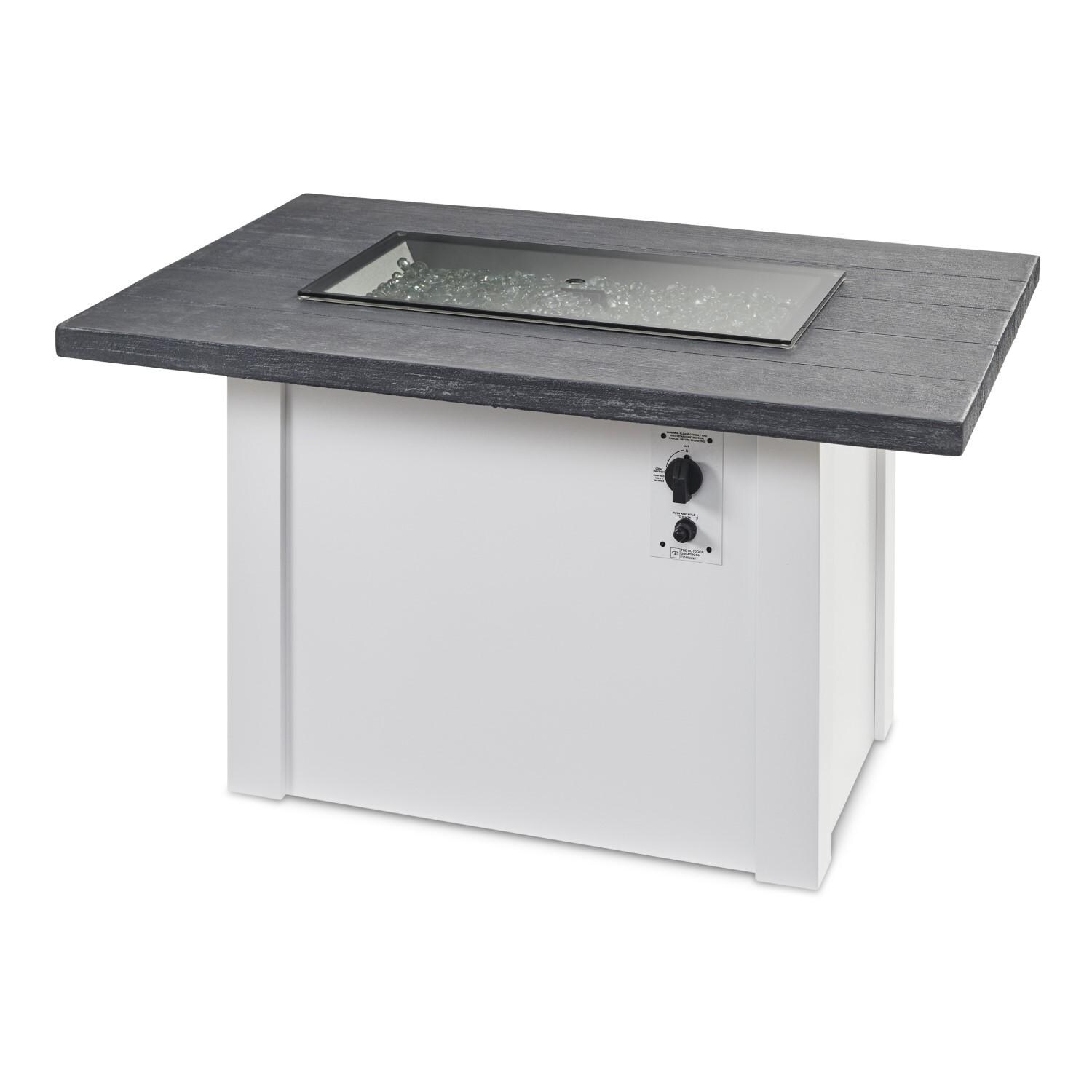 Havenwood 44 Inch Fire Pit Table W/ Carbon Grey Top & White Base - Cover - White Background thumbnail
