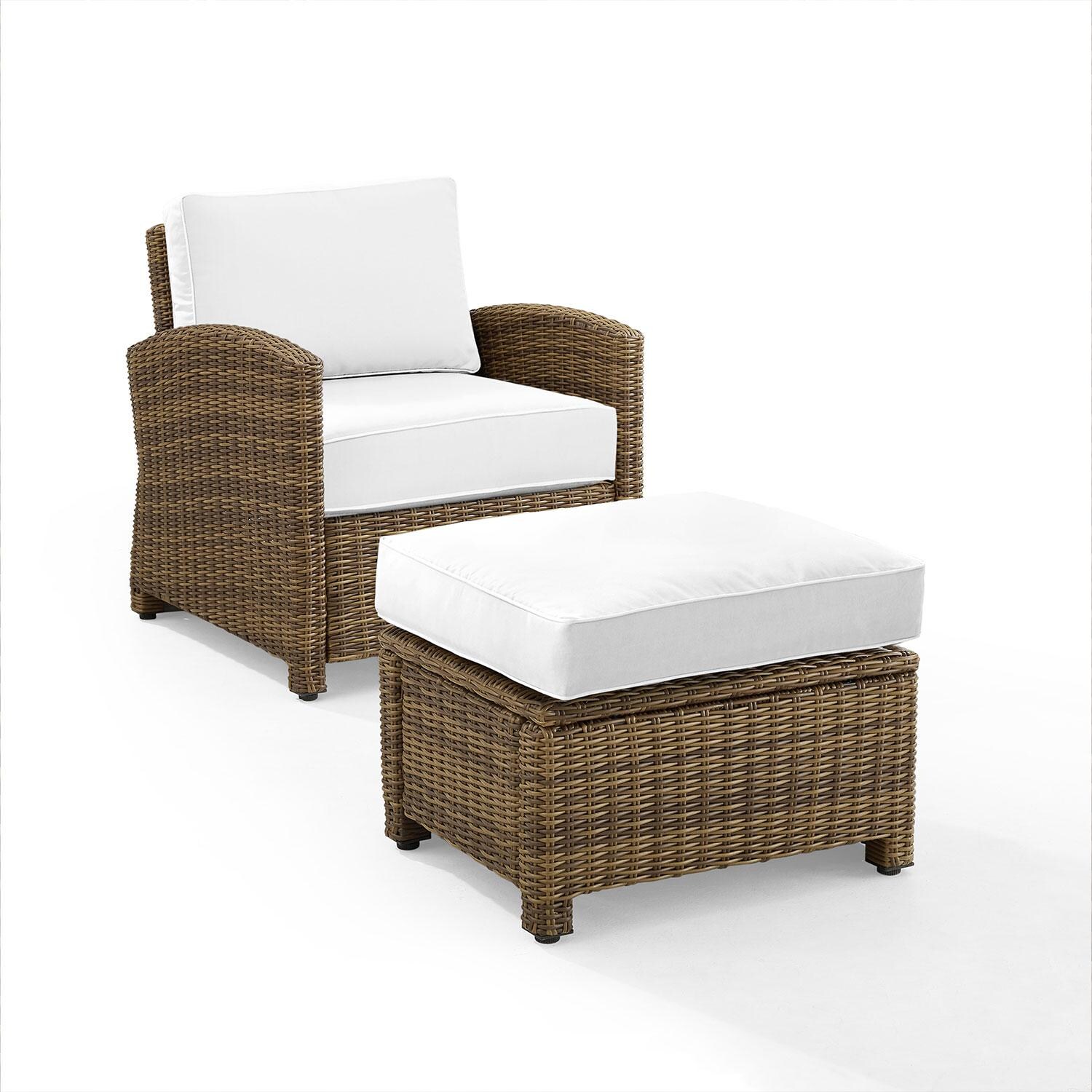Ultimate Patio UP-92414WB-WH 2Pc Wicker Outdoor Chair Set - Sunbrella - Display - White Background thumbnail