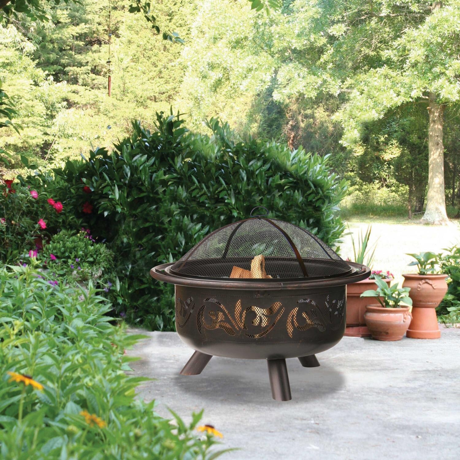 Uniflame 32 Inch Oil Rubbed Bronze Firebowl Fire Pit With Swirl