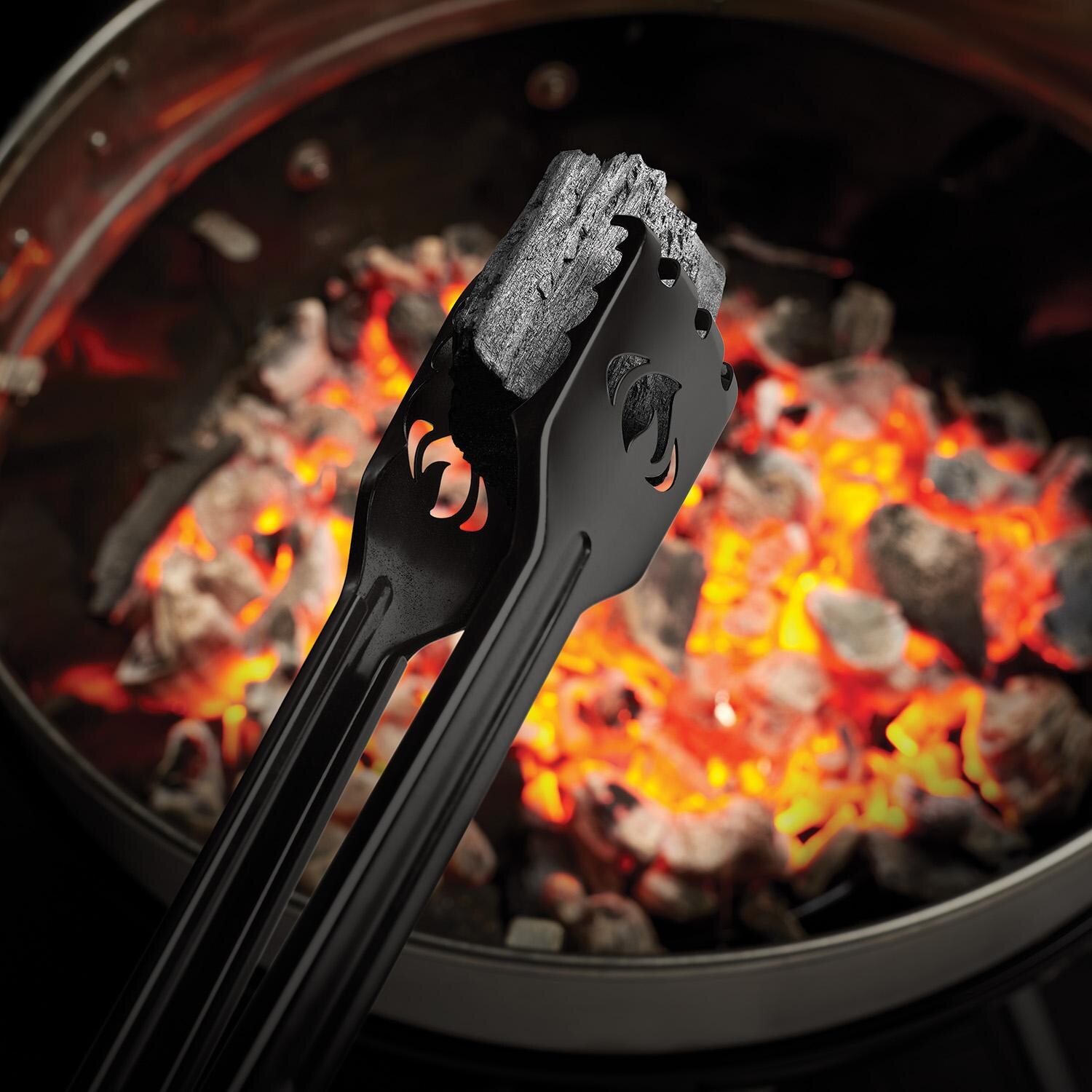 Napoleon 67740 Charcoal Rake & Tongs - Tongs In Use - Detail thumbnail