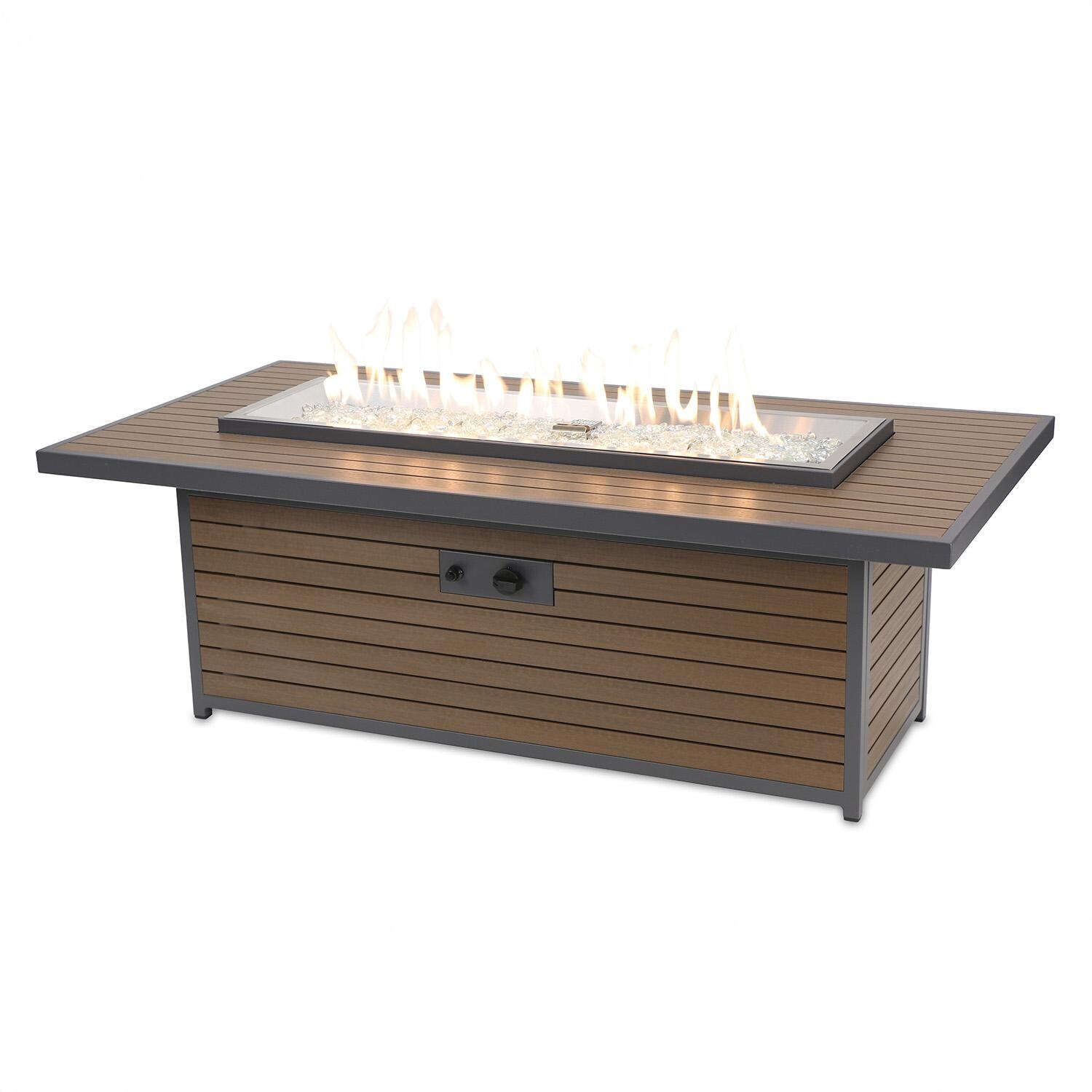 Revere 61-in Linear Propane Fire Pit Table in Brown by Lakeview Outdoor Designs - Front - White Background thumbnail