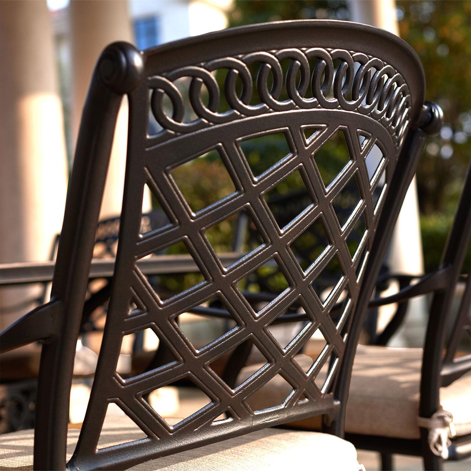 Darlee Sedona 3 Piece Cast Aluminum Patio Bistro Set W/ Swivel Rockers - Antique Bronze - Rear View - Detail thumbnail