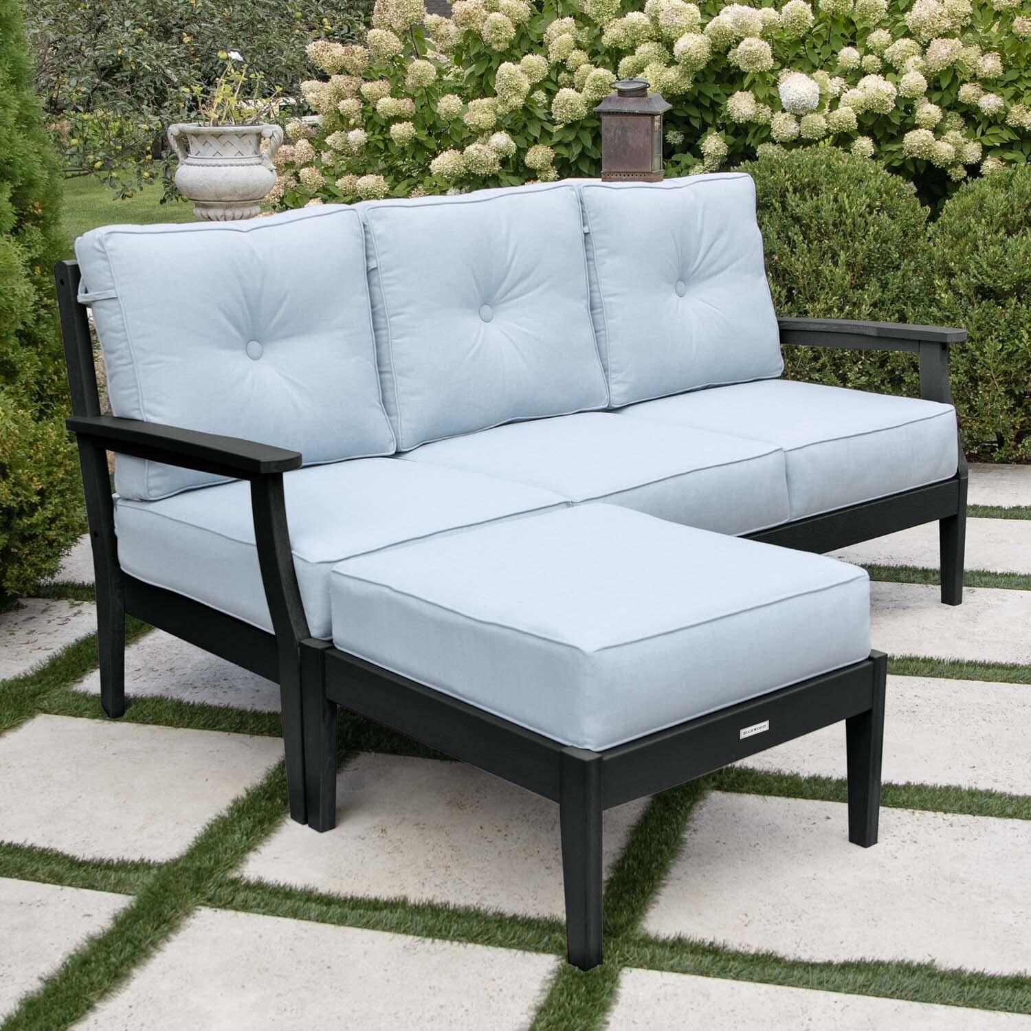 Blushing Bay 2 Pc Recycled Plastic Seating Set in Bliss Dew/Black by Lakeview Outdoor Designs - Angled View - Lifestyle thumbnail