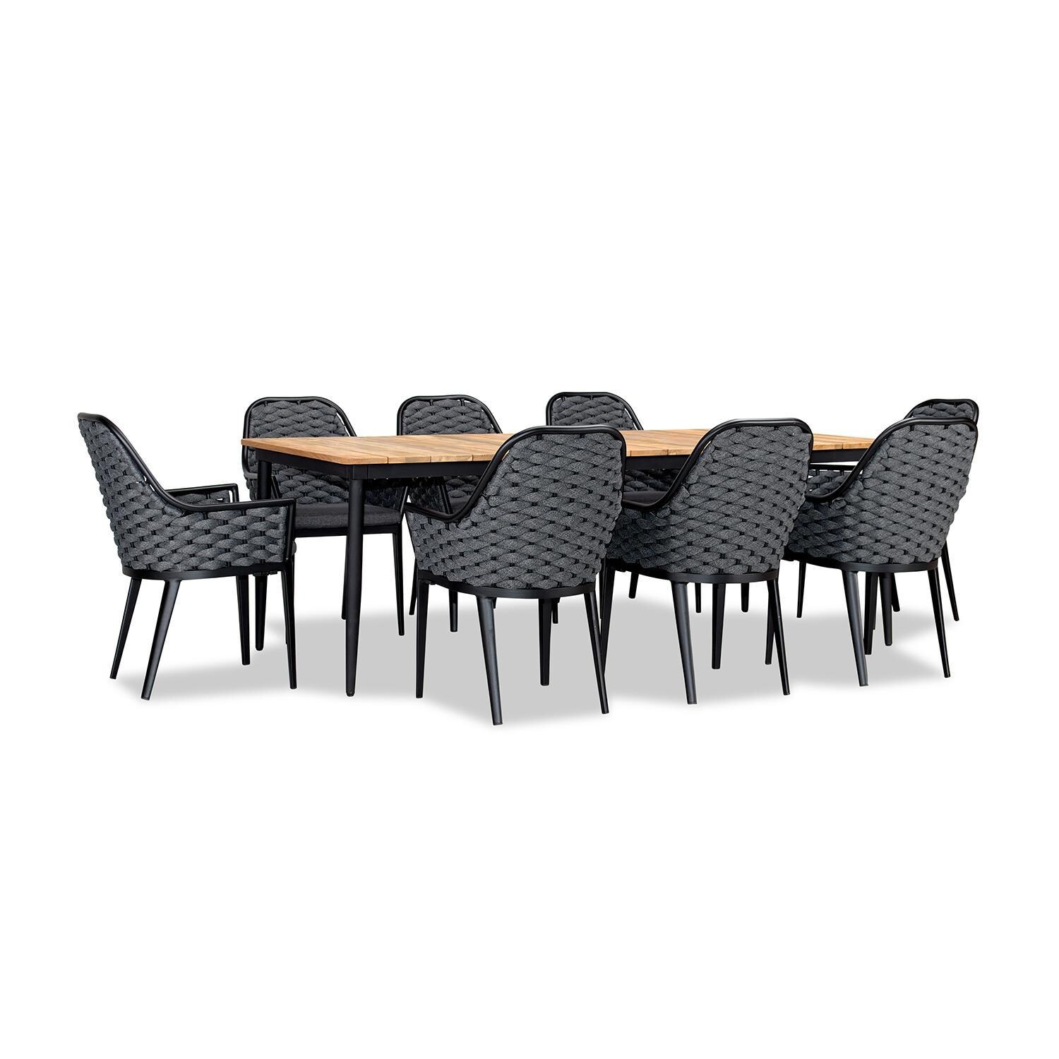 Chloe Bay 9 Pc Reclaimed Teak Patio Dining Set in Black by Lakeview Outdoor Designs