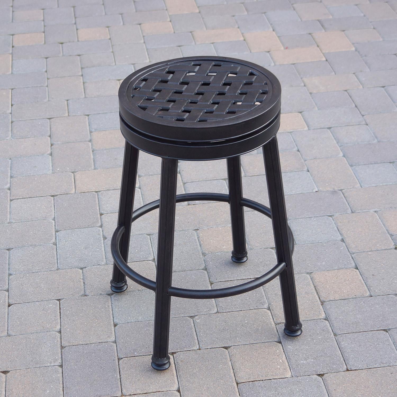 Darlee Cast Aluminum Outdoor Patio Round Counter Height Bar Stool - No Cushion - Lifestyle thumbnail