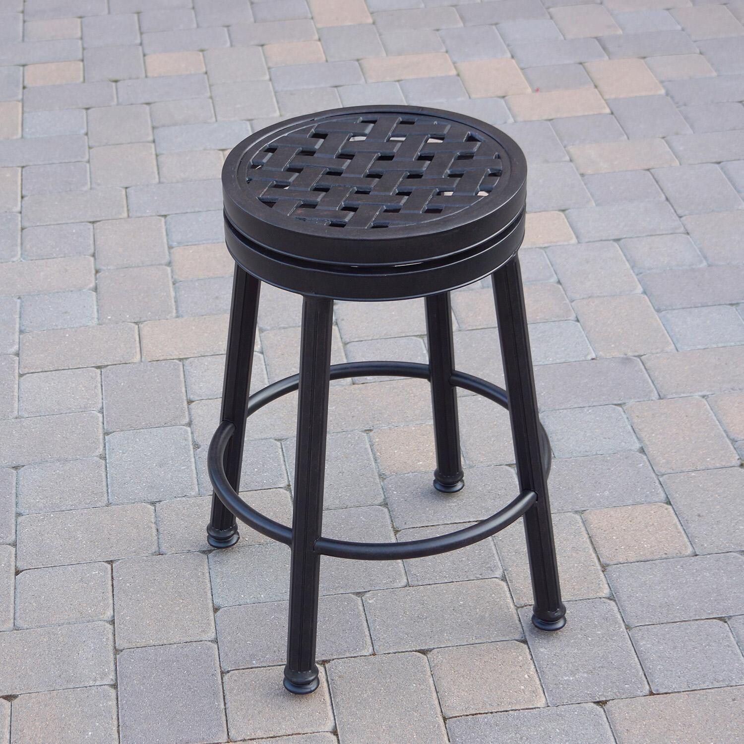 Darlee Cast Aluminum Outdoor Patio Round Counter Height Bar Stool - No Cushion - Lifestyle thumbnail