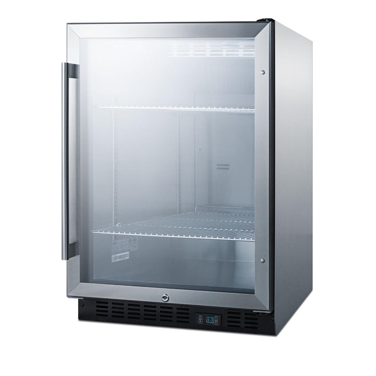 Summit Commercial SCR610BLCSS 24-Inch 5.0 Cu. Ft. Beverage Center With Professional Handle - Stainless Steel Cabinet - Right-Side Angled View thumbnail