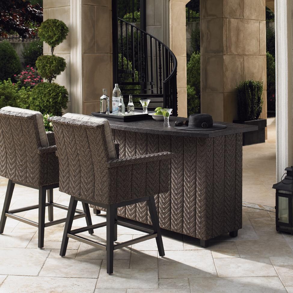 Tommy Bahama Blue Olive 2Person Wicker Patio Party Bar Set Ultimate