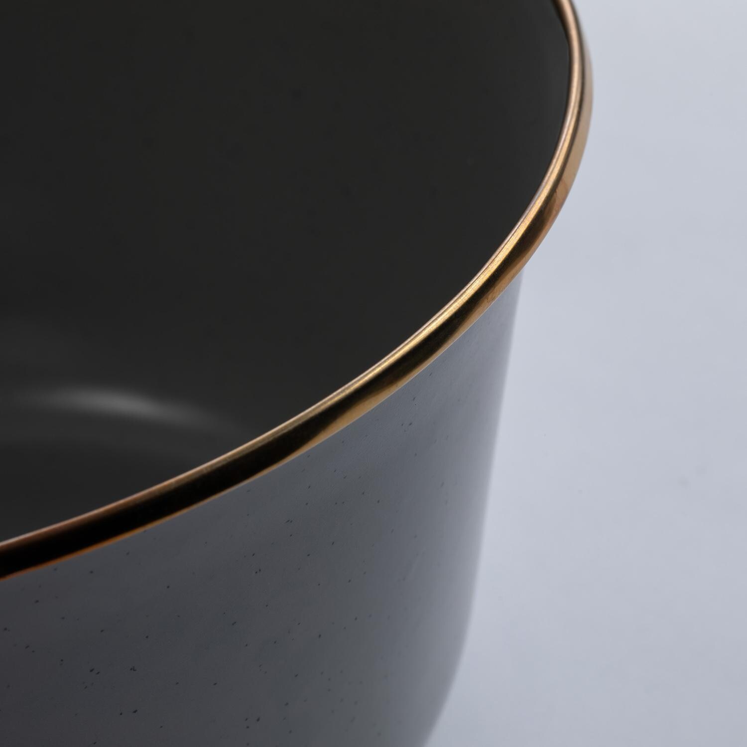 Barebones Living CKW-378 Enamel Mixing Bowl Set - Slate Gray - Lip Detail