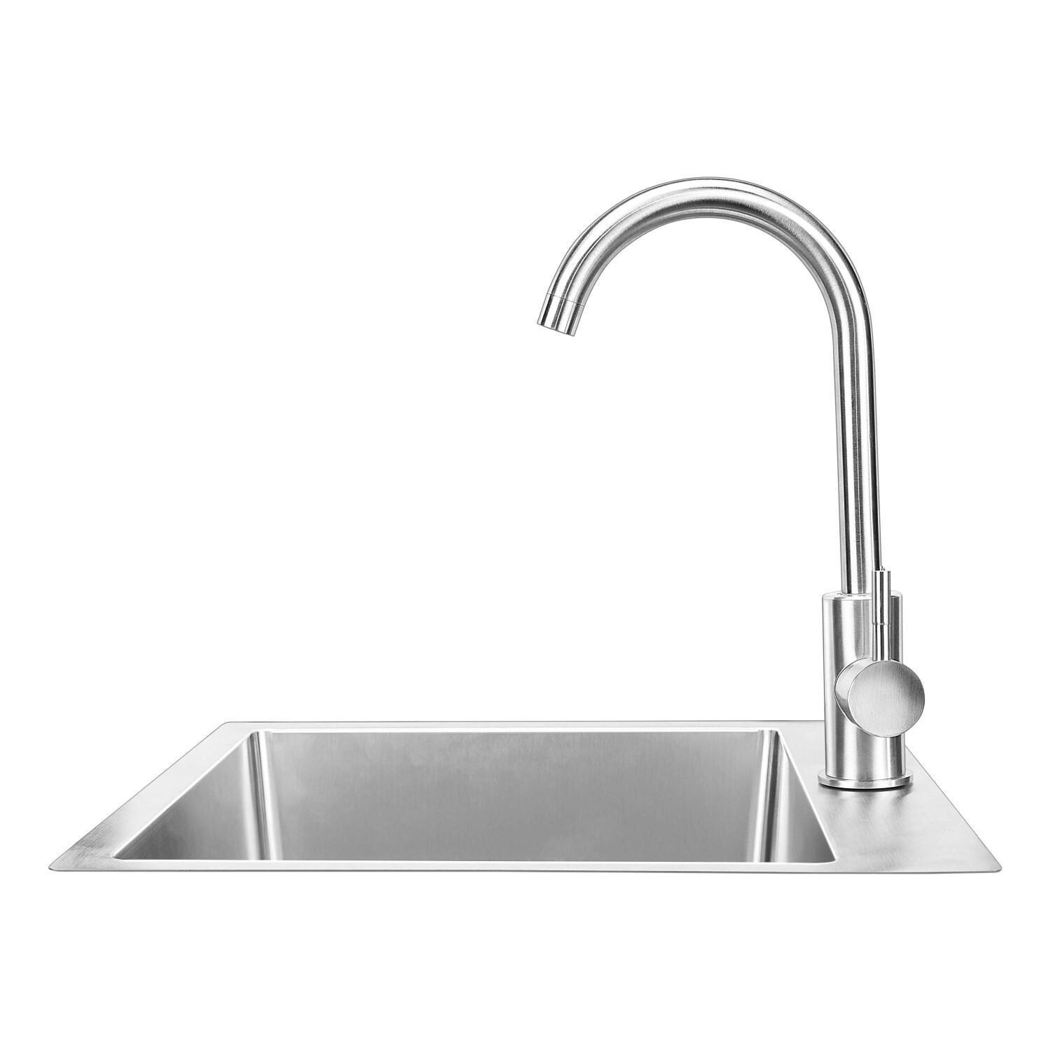 Bull 12515 Large Stainless Steel Sink & Faucet All In one Kit - Under & Over Mount - Side Shot - White Background thumbnail